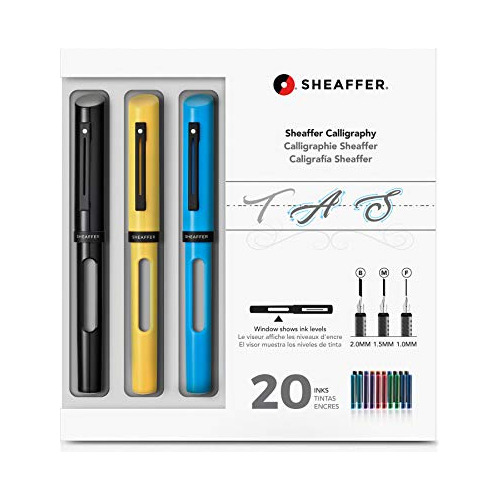 Sheaffer Calligraphy Maxi Kit Con Bolígrafos Negros, Amarill