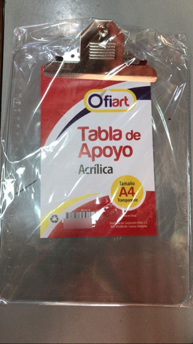 Tabla De Apoyo O De Chequeo Acrilica Transparente A4 Ofiart