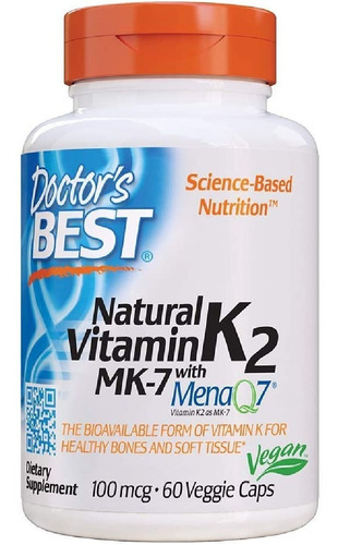 Vitamina K2 Mk-7 Con Menaq7 100 Mcg Doctors Best 60 Capsulas