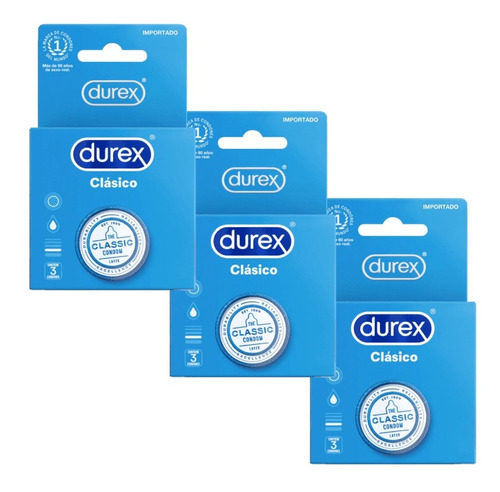 Durex Clásico Pack 9 Condones Preservativos Látex Lubricados