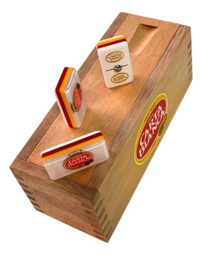 Domino Tecate + Domino Carta Blanca Encapsulado Caja Madera