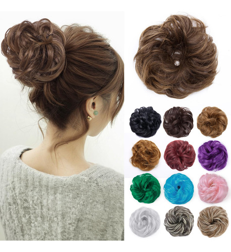 Tousled Updo Desordenado Moño Pieza De Pelo Esponjoso Scrunc