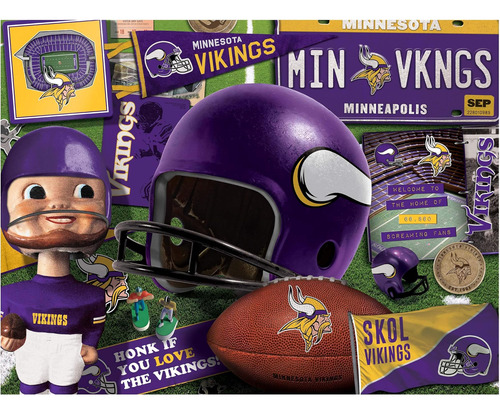 Youthefan Nfl Minnesota Vikings Retro Series Puzzle - 500 Pi