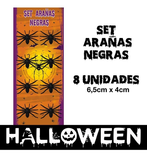 Arañas Negras Plástico X8 Combo Arañita Decoración Halloween