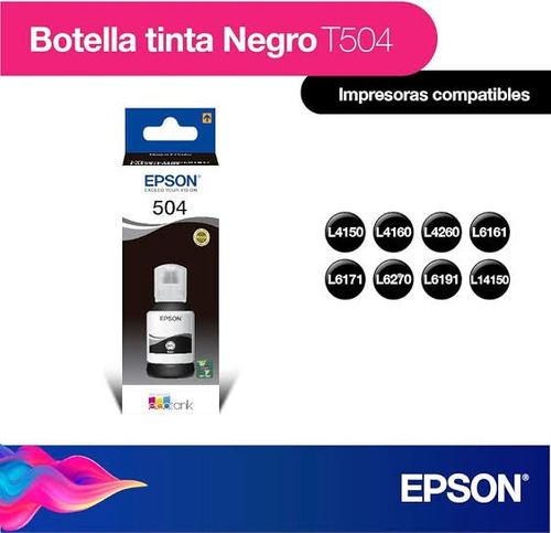 Epson T504 Tinta Original 124ml Color Negro 1 Pz Negro (Usado)