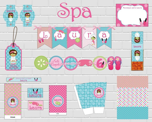 Kit Imprimible Spa De Nenas, Spa Party Personalizado