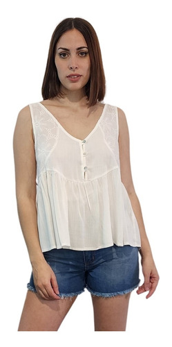 Imagen 5 de 10 de Blusa Magnolia S/manga Voile Y Broderie