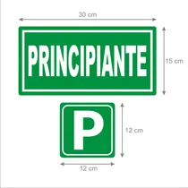 Comprar Cartel Manejo Principiante Calco Vinilo Auto 30x15 Y 12x12cm