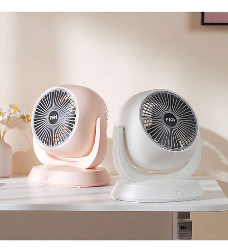 Ventilador Aire De Escritorio Cargo Usb De La Oficina Y Casa Cantidad De Aspas 3 Estructura Rosa Aspas Gris Diámetro 3 Frecuencia 50 Material De Las Aspas Plástico