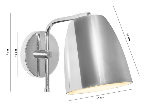 Lampara Pared Aplique Deco Moderno Spot Cromado Luz Led E27 Estructura Cromo