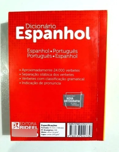 Dicionário Espanhol - Português Editora Rideel Livro Escolar
