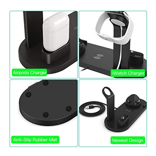 Cargador Inalámbrico Rápido De 10 W, 4 En 1