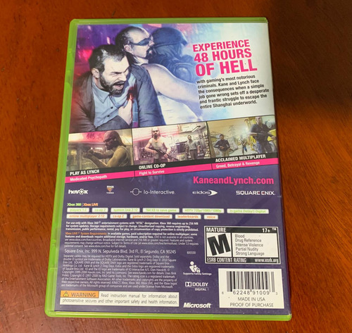 Kane Y Lynch Dog Days 2 - Xbox 360 (Usado)