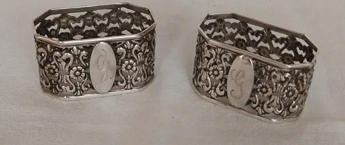 Antiguos Servilleteros De Plata 925 X 2 Bellísimos (Usado)