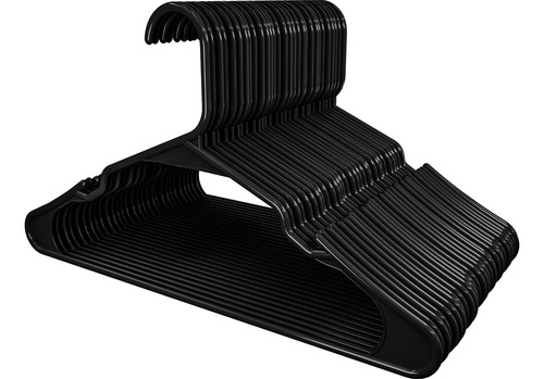 Perchas De Plástico Utopia Home, 50 Unidades, Color Negro