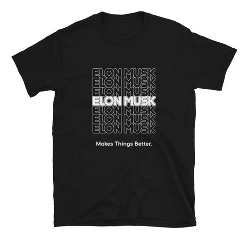 Camiseta Algodón Elon Musk Negra, Tallas S, M, L Y Xl.