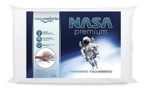 Travesseiro Nasa Viscoelástico Viva Conforto Altura 10 cm