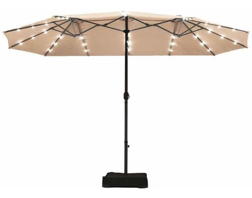 Sombrilla Doble De 4.5 Metros Con Luz Led Y Base Incluida