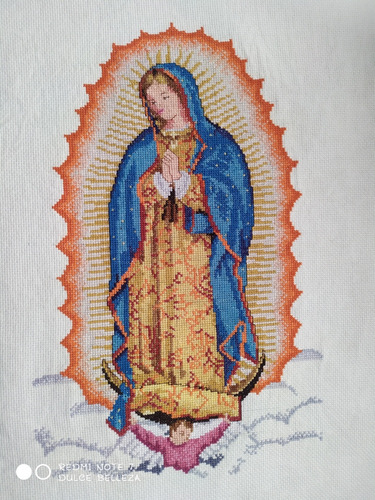 Virgen De Guadalupe Bordada En Punto De Cruz