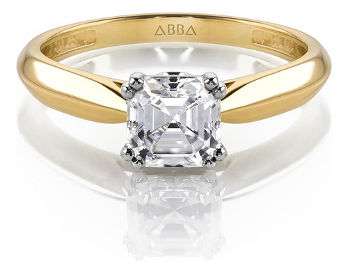 Anillo De Compromiso Moissanita Oro 18k Asscher Abba Joyas