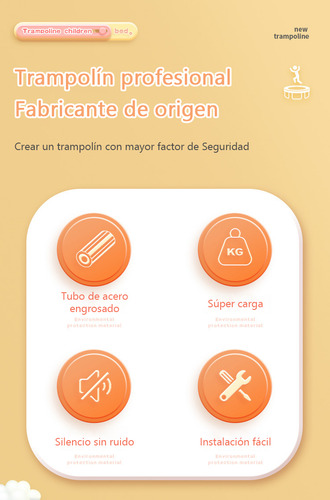 Trampolín Para Niños Red De Protección Segura De 360 Grados Amarillo