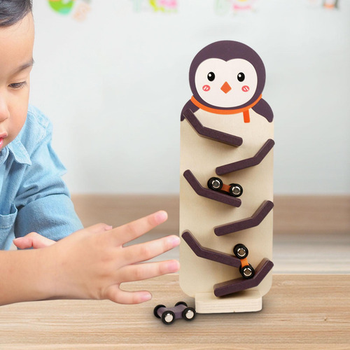 Rampa Para Automóvil De Madera Juguete Patrón De Pingüino