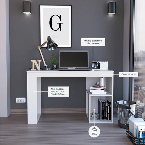 Rta Design ELB 7223 Escritorio Mueble Para Trabajo/estudio Oviedo Blanco