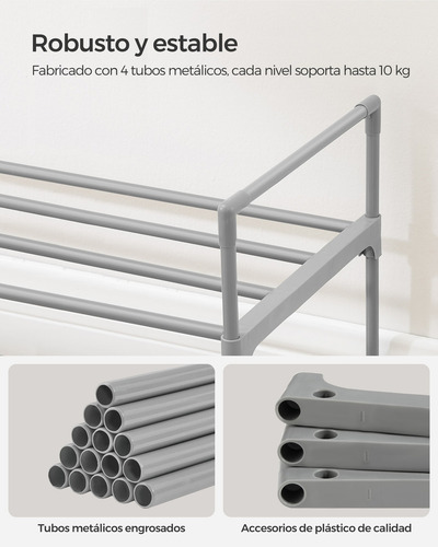 Songmics Zapatero De 3 Niveles 30 X 92 X 55 Cm Color Plateado
