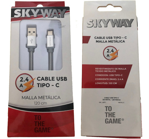 Imagen 2 de 5 de Cable Usb C Tipo C Cargador Celular Largo 1.2m Mallado Metal