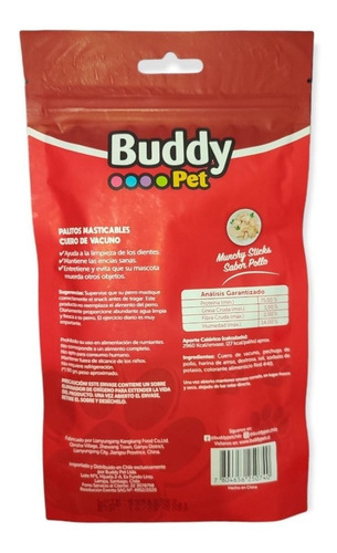 Imagen 2 de 2 de Palitos Masticables Cuero De Vacuno Sabor Pollo 10 Unidades