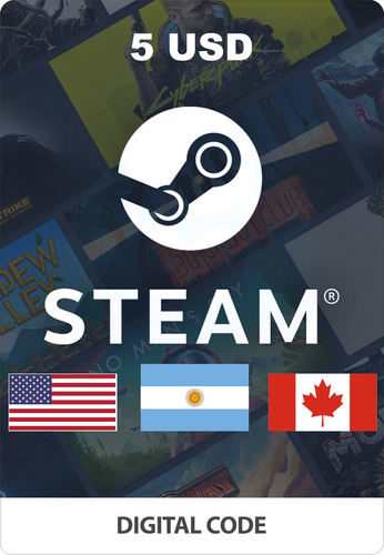 Tarjeta De Regalo Steam - 5 Usd - Eeuu / Canadá / Argentina