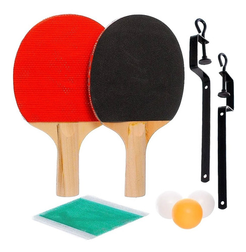 Kit Ping Pong Tênis Mesa 2 Raquetes 3 Bolinhas Rede Suporte