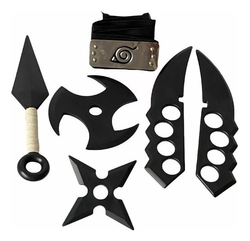 Pack Naruto Vincha + Cuchillas + Kunai + Shuriken - Plastico