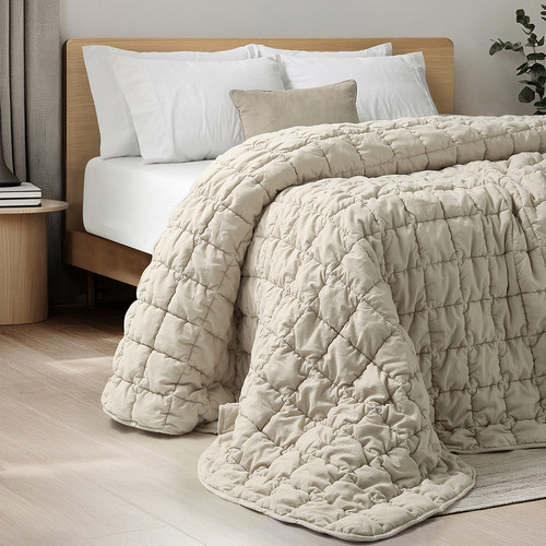 Acolchado King Size Premium Matelaseado Puff Prewashed Visón Liso Sí