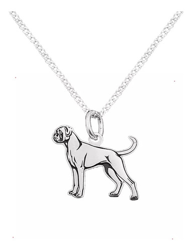 Dije Y Cadena Perro Boxer Plata 925