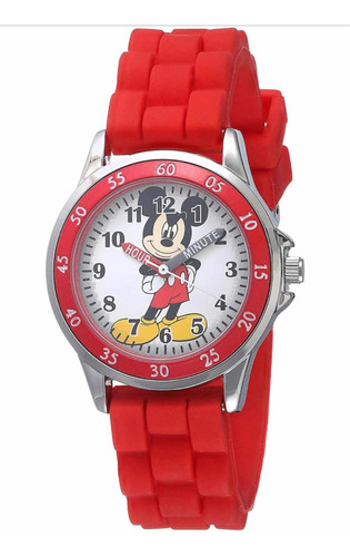 Reloj Mickey Mouse Original Disney Color De La Correa Rojo Color del fondo Blanco