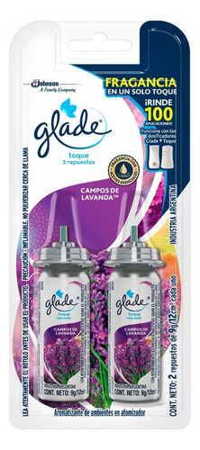 Glade Toque Repuesto - Campos de lavanda - Pack - 2 - 9 g (Incluye: Es repuesto)