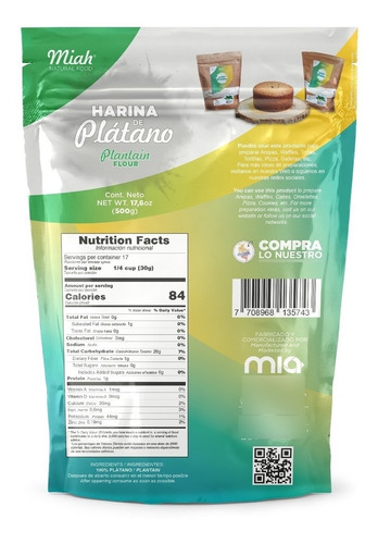 Imagen 2 de 2 de Harina De Platano Sin Gluten - kg a $50