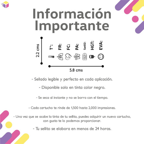 Imagen 2 de 6 de Sello Médico De Signos Vitales Para Enfermería 3.8 X 1.4 Cm