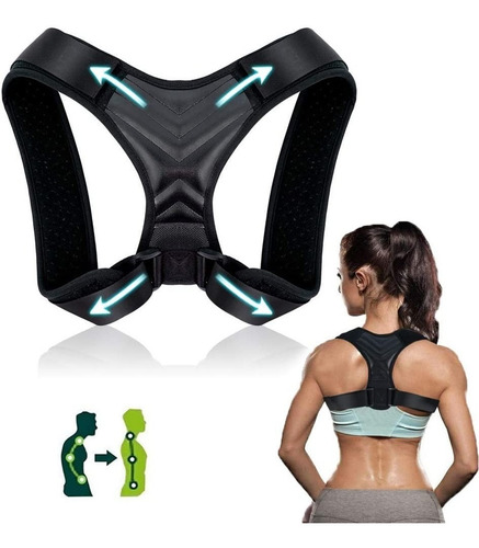 Imagen 1 de 10 de Corrector Postura Espalda Ajustable Faja Alivia Dolor Unisex