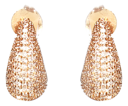 Brinco Gota Chunky Cravejado Stras Folheado Cristal Virginia