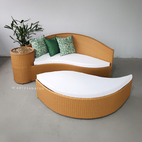 Chaise Dubai De 2 Metros Fibra Sintética Vime Área Externa
