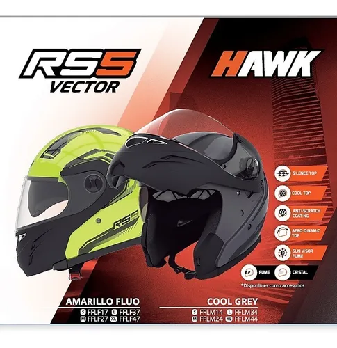 Casco hawk rs5 vector rebatible sale