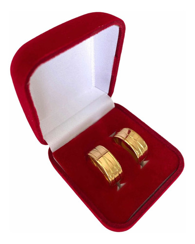 Par De Alianças Luxo 8mm  Banhado A Ouro Casamento Namoro