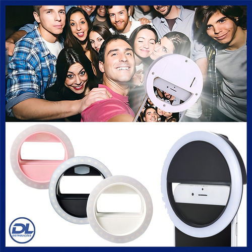 Anel Luminoso Para Celular Flash Selfie Mini Ring Light Cor Preto Preto