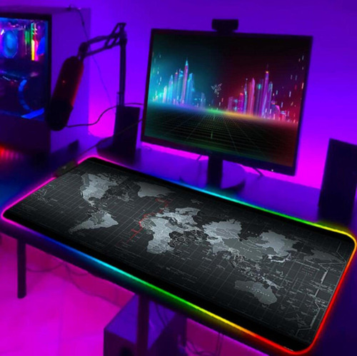 Mouse Pads Rgb Gaming Computers Luminous Led Big Pad Mapa