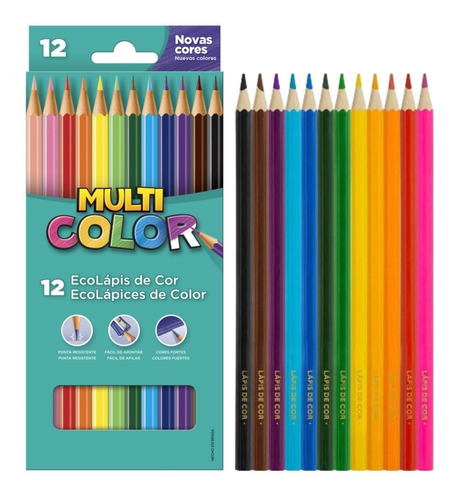 Lápis De Cor Multicolor Faber Castell Escolar 12 Cores