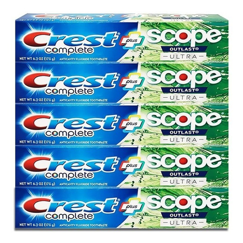 5 Crema Dental Crest Plus Scope X 178g - g a $71