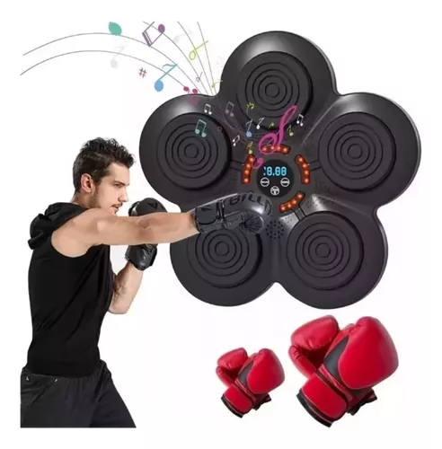  Máquina de boxeo musical montada en la pared con guantes,  equipo de boxeo inteligente de boxeo, almohadilla de boxeo electrónica  portátil para entrenamiento de agilidad de enfoque, objetivo de : Deportes