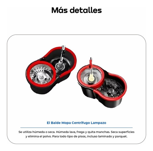 Mopa Lampazo Escurridor Balde Centrifugado Limpieza Piso Negro